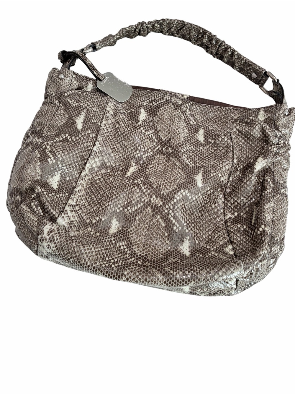 Furla Taupe Snake-Print Shoulder Bag